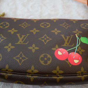 Louis Vuitton Pochette Accessories Hand Bag Monogram Cherry